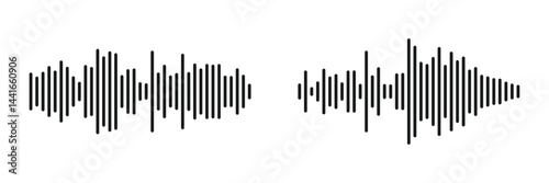 Audio wave icon, Sound wave sign, Wave form, Audio signal, Sound signal icon vector illustration