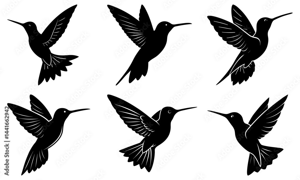 Fototapeta premium Hummingbird Silhouette vector illustration