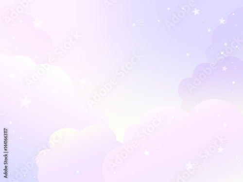 幻想的な雲と星空のゆめかわいい背景