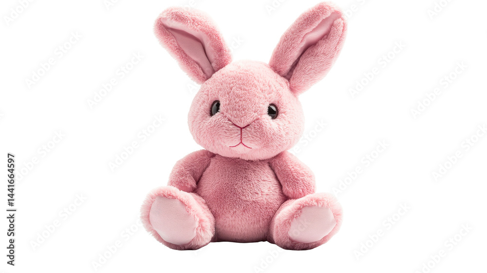 Obraz premium Pink plush bunny on clear background
