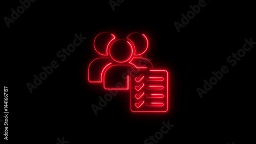 Neon team checklist animation on black background illustrates completed tasks