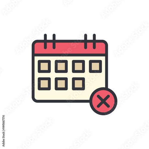 Missing schedule colored icons, minimalist vector illustration ,simple transparent graphic element .Isolated on white background