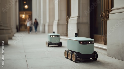 Autonomous delivery robots navigating a historic urban sidewalk corridor