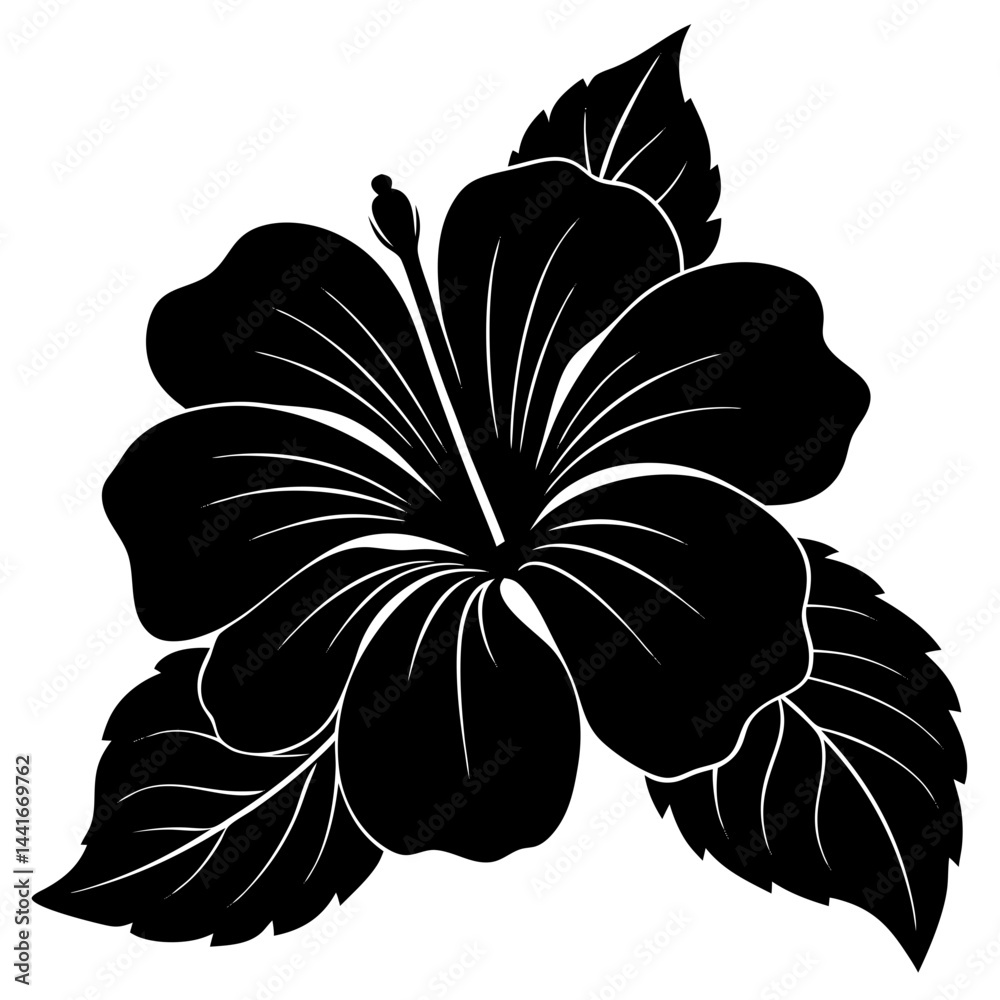 Fototapeta premium Hibiscus Silhouette vector illustration