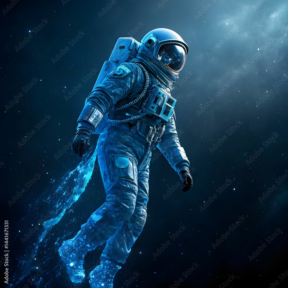 Fototapeta premium An object illustration of an abstract blue astronaut.