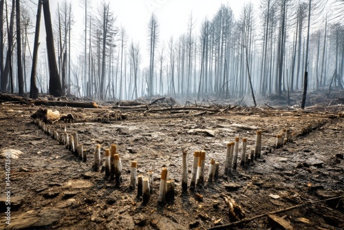 Devastation of Forest Resembling Cigarette Filter Amidst Destruction From Wildfire