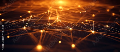 illuminating connection network illustration with bright nodes a