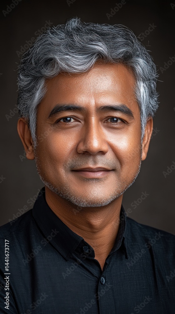 Portrait of a Calm and Confident Man with Graying Hair Portrait of a Calm and Confident Man with Graying Hair