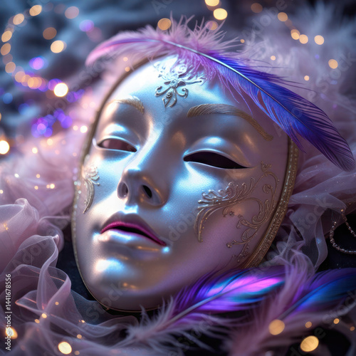 Silver and lilac female face mask