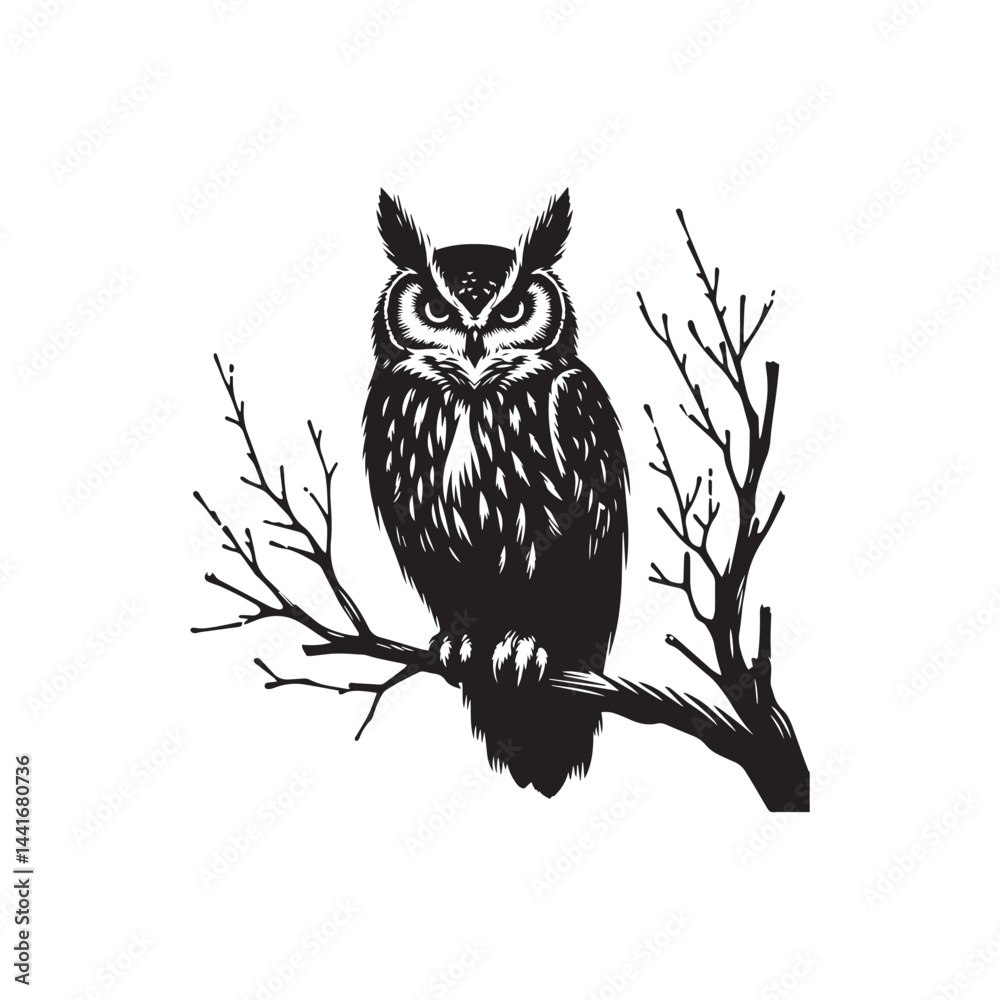 Obraz premium owl sitting on branch