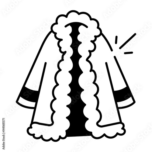 A doodle style icon of a fur coat 