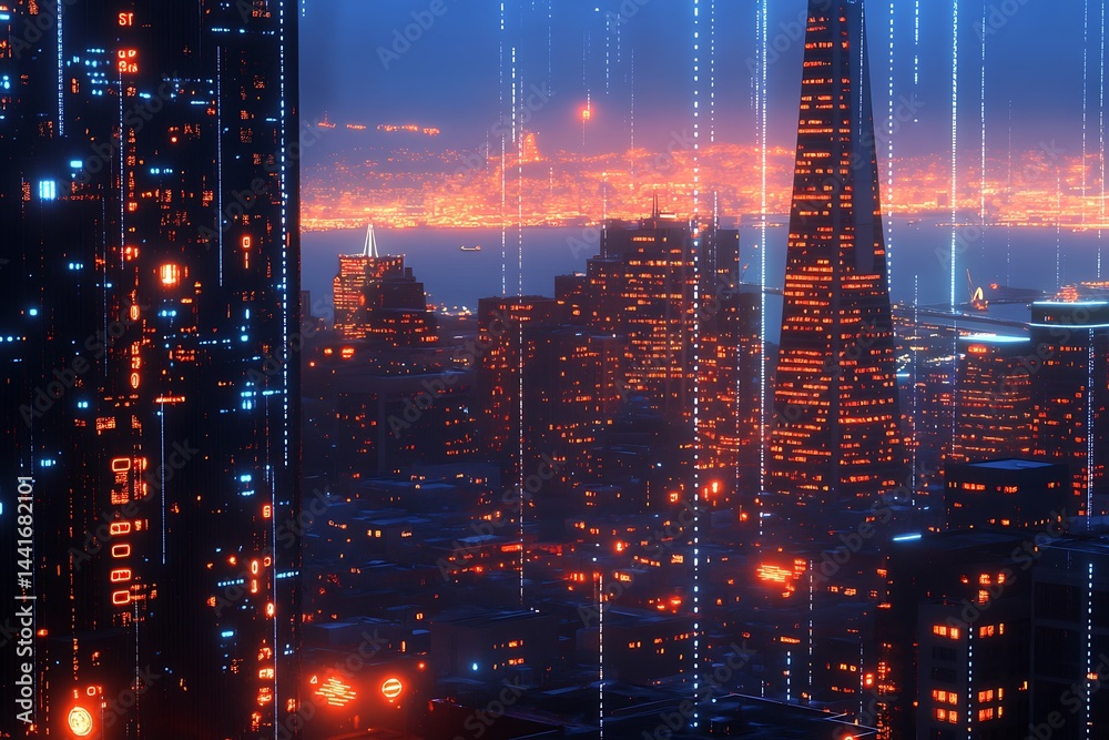 City skyline, illustration
