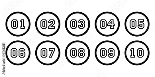 Set of numbers 1 - 10 . Number circles set 1 to 10 . Set of Round one to ten numbers icon vector illustration isolated on white background.