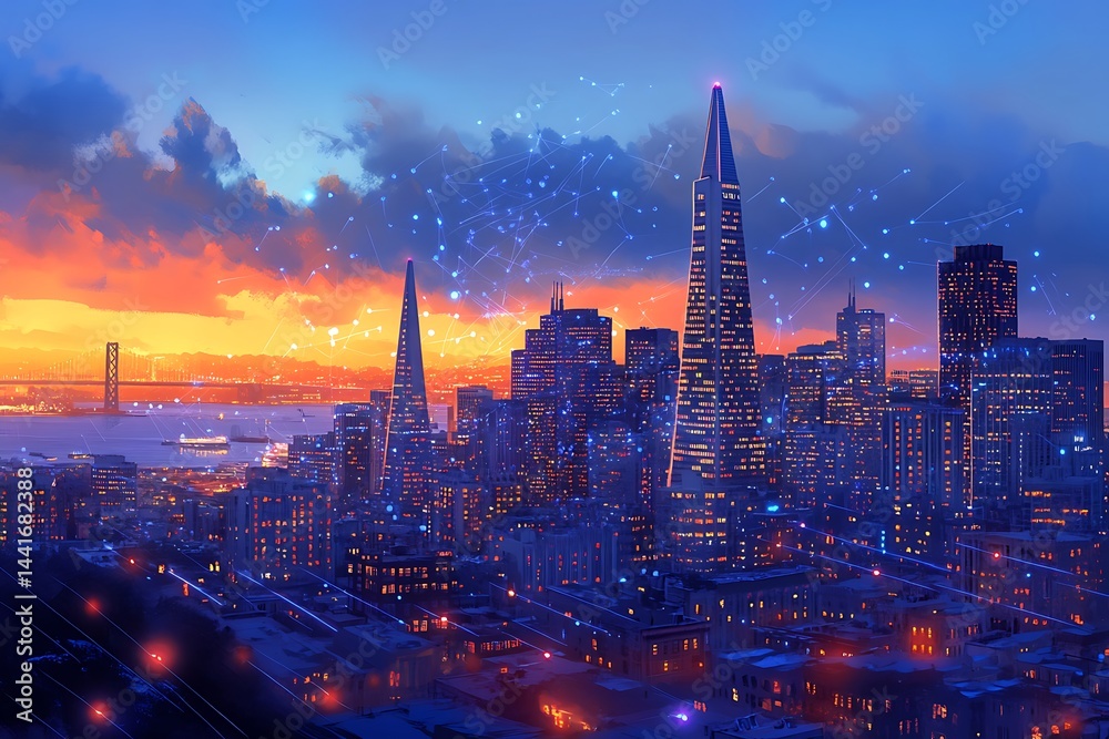 City skyline, illustration