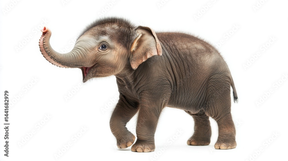 Obraz premium Playful baby elephant wildlife sanctuary animal portrait natural habitat close-up joyful expression