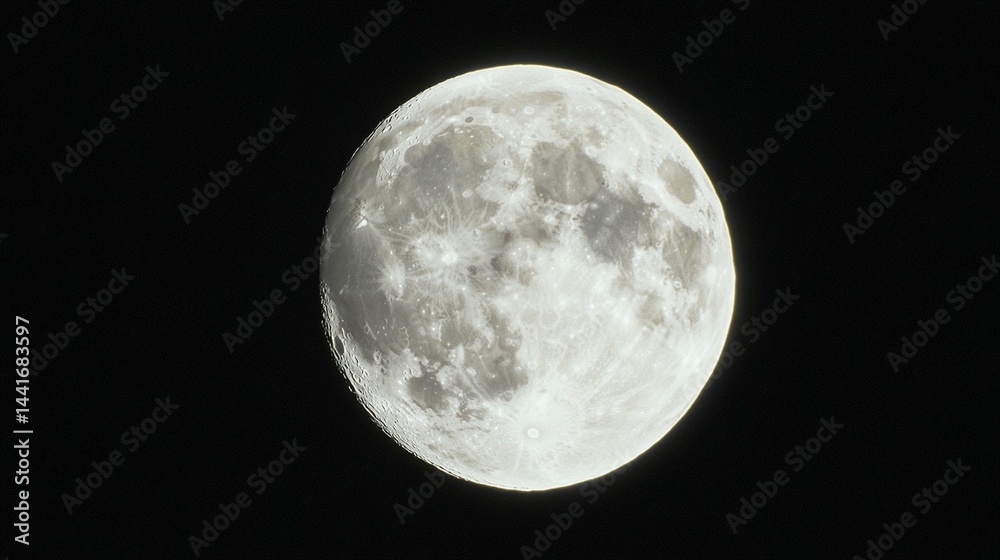 Obraz premium Full moon night sky high contrast monochrome celestial photography