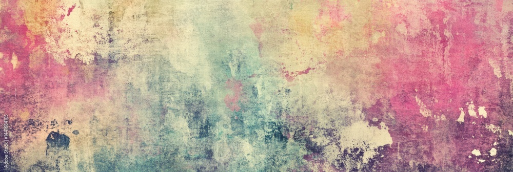 Grunge Artistic Background Showcasing Ink Stamps and Textures for a Vintage Scrapbook Aesthetic in a Vibrant Color Palette