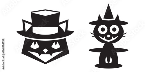 Silhouette vector illustration of funny Halloween cats