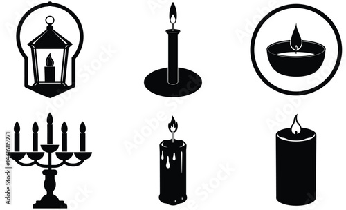 Candle Silhouette Vector Set – Elegant Flame Icons Collection for Decor & Design