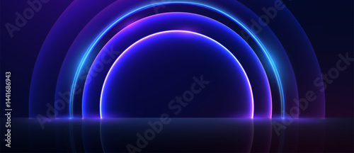 Glowing arches reflecting presentation abstract background