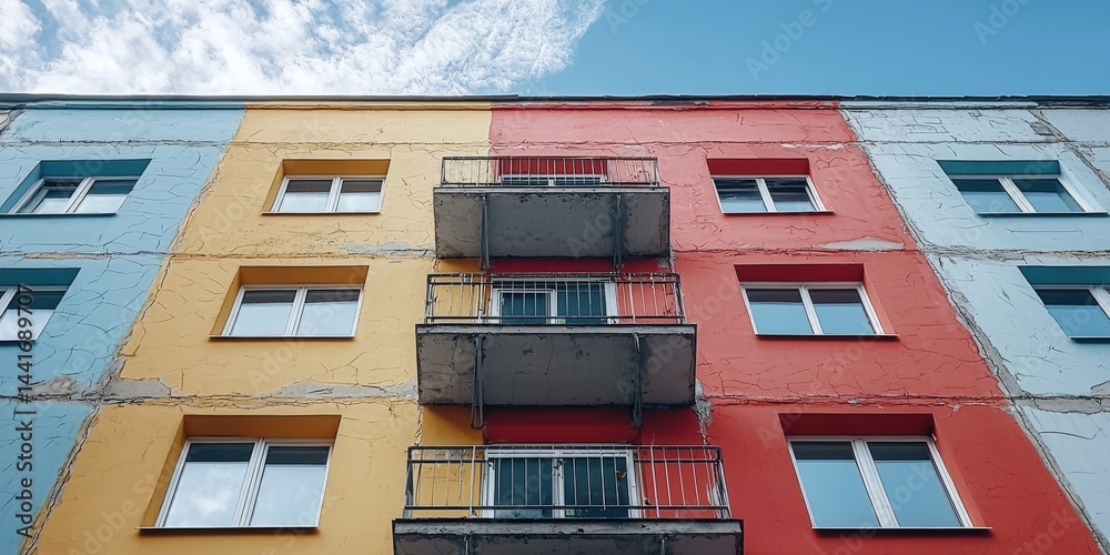 Repair of the facade of an apartment building.
