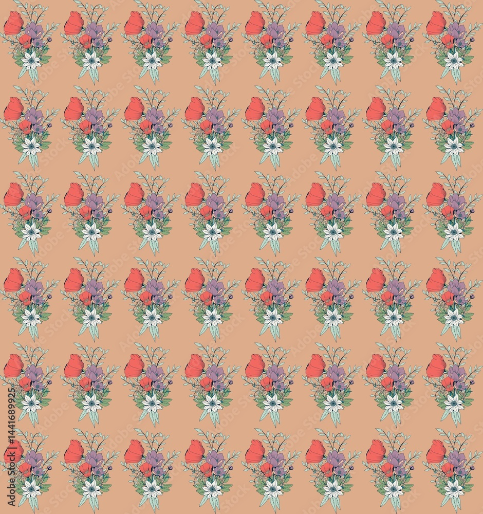 seamless pattern with flowers, seamless geometric pattern, Seamless background with green leaves seamless pattern with flowers, seamless geometric pattern, Seamless background with green leaves