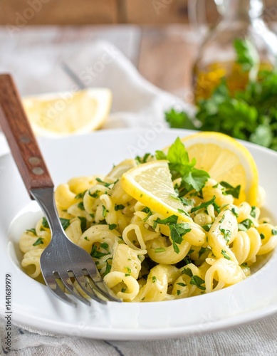 Zesty herbed lemon pasta salad, a refreshing summer dish made with al dente pasta, fresh herbs, lemon zest, and olive oil for a light and flavorful bite