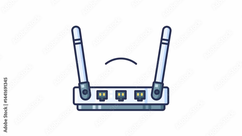 Animation displaying various states of a wireless router signal.
