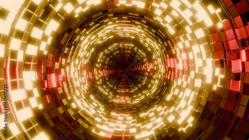 Enter a dazzling dimension with this Tunnel with Shining Spiral VJ Loop in stunning 4K resolution. Featuring a glowing spiral winding through a futuristic tunnel, this seamless loop creates a hypnotic