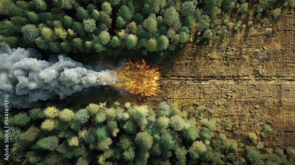 Forest Burning in Shape of Cigarette Filter Highlights Environmental Destruction Caused by Wildfires and Land Degradation