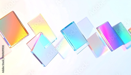 Free Download 3d abstract glass square shapes in row. Iridescent crystal transparent plates, flying rainbow panels with holographic gradient,colours, glasses, transparent, abstract, empty, isolated, light, white,  - GFXLoad