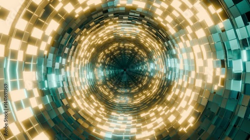 Enter a dazzling dimension with this Tunnel with Shining Spiral VJ Loop in stunning 4K resolution. Featuring a glowing spiral winding through a futuristic tunnel, this seamless loop creates a hypnotic