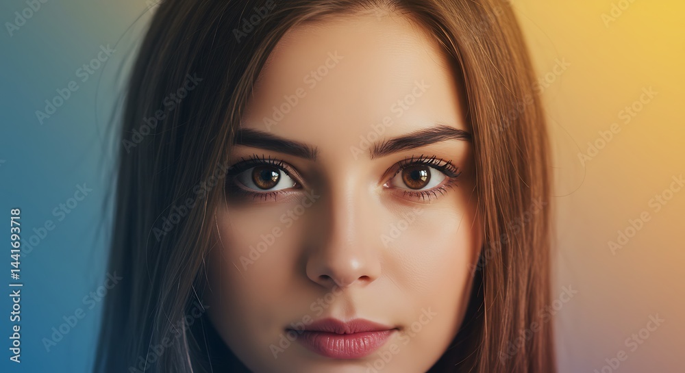 Fototapeta premium Golden Hour Gaze AI Generated