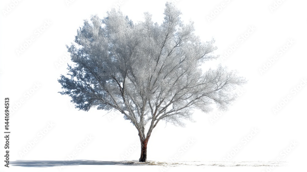 Fototapeta premium Frost Covered Tree Isolated on White Background
