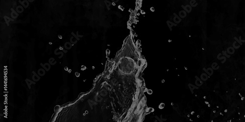 water splash on black background. water splash black background backdrop fresh. Blue water splash isolated on black background.  3D illustration. Blurred images of close-up soda water bubbles . .