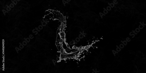 water splash on black background. water splash black background backdrop fresh. Blue water splash isolated on black background.  3D illustration. Blurred images of close-up soda water bubbles . .