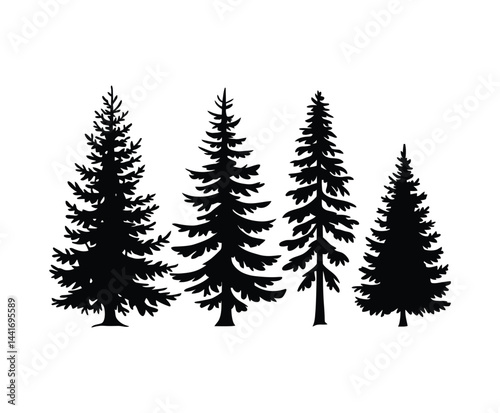 Natural Fir Tree Silhouette EPS on Clean Background