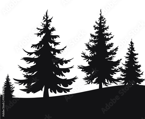 Winter Fir Tree Silhouette Collection Vector Template