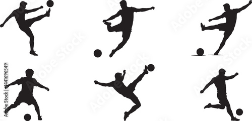 Football Players Silhouette Vector Collection – Sport Action Poses Illustration