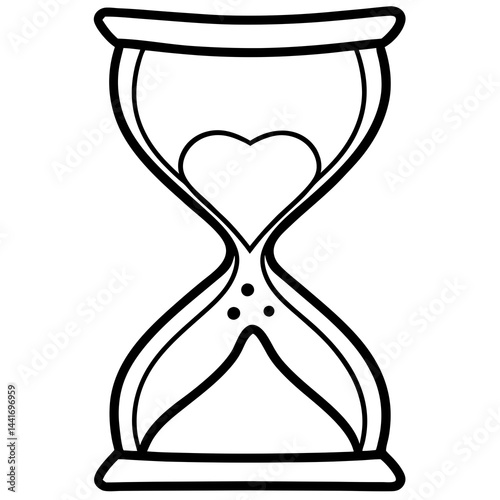 Timeless Love Hourglass with Heart Sand Line Art