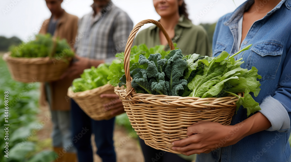 Obraz premium Farmers Harvesting Organic Vegetables