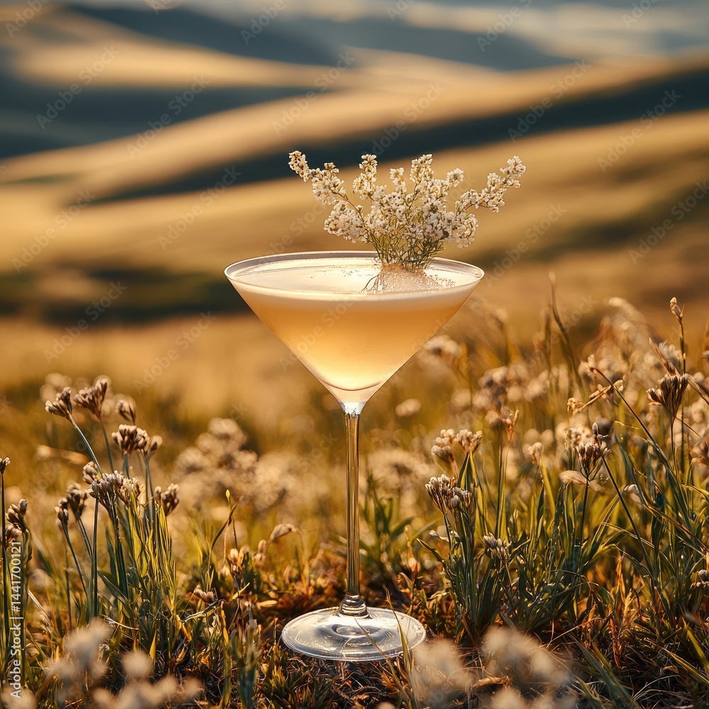 Among the endless fields there is a white cocktail.