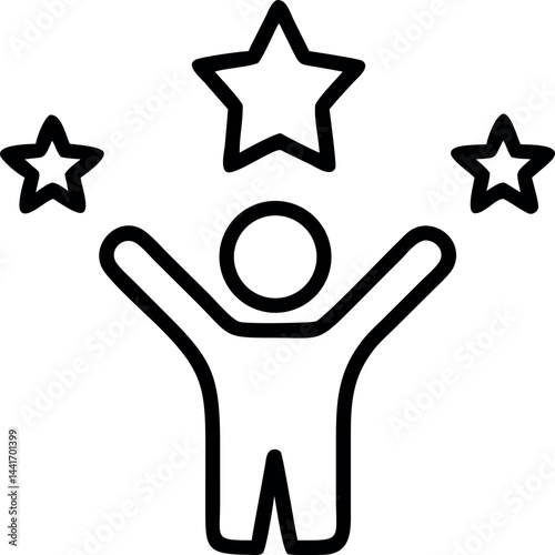 A person with stars floating overhead