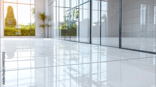 Obraz na płótnie White reflection glass studio background, minimalist interior. w salonie