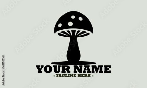 illustration Black and white drawing of mushrooms vector design, mushrooms logo art and mushrooms template design