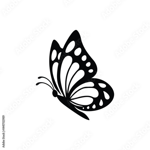 minimalist butterfly side profile vector illustration