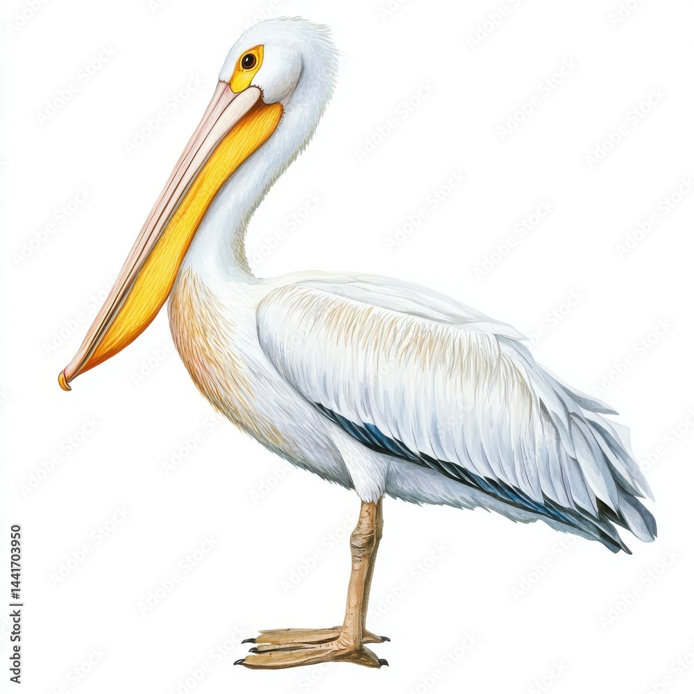 Obraz premium White Pelican Detailed Illustration A Realistic Depiction of an Avian Species