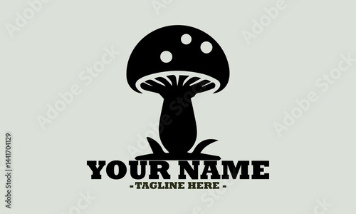 illustration Black and white drawing of mushrooms vector design, mushrooms logo art and mushrooms template design