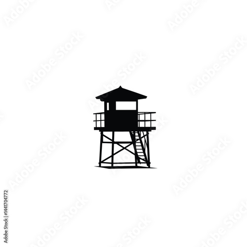 lifeguard tower silhouette on white background