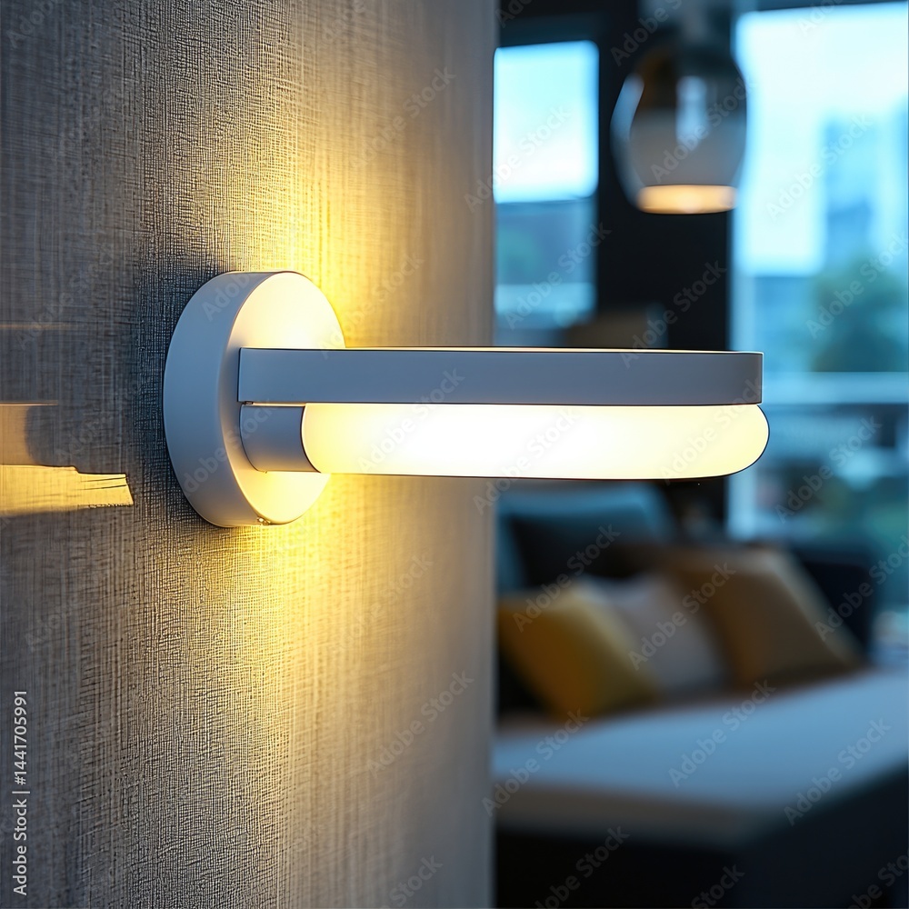 Modern bedroom wall lamp, minimalist design.